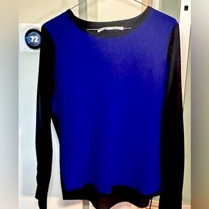 DVF Long Sleeve Colorblock Top - SZ 2 Electric Blue